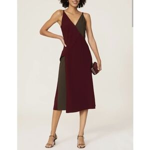 TOME Collective Dress Women Colorblock Faux Wrap Midi Dress Size 4